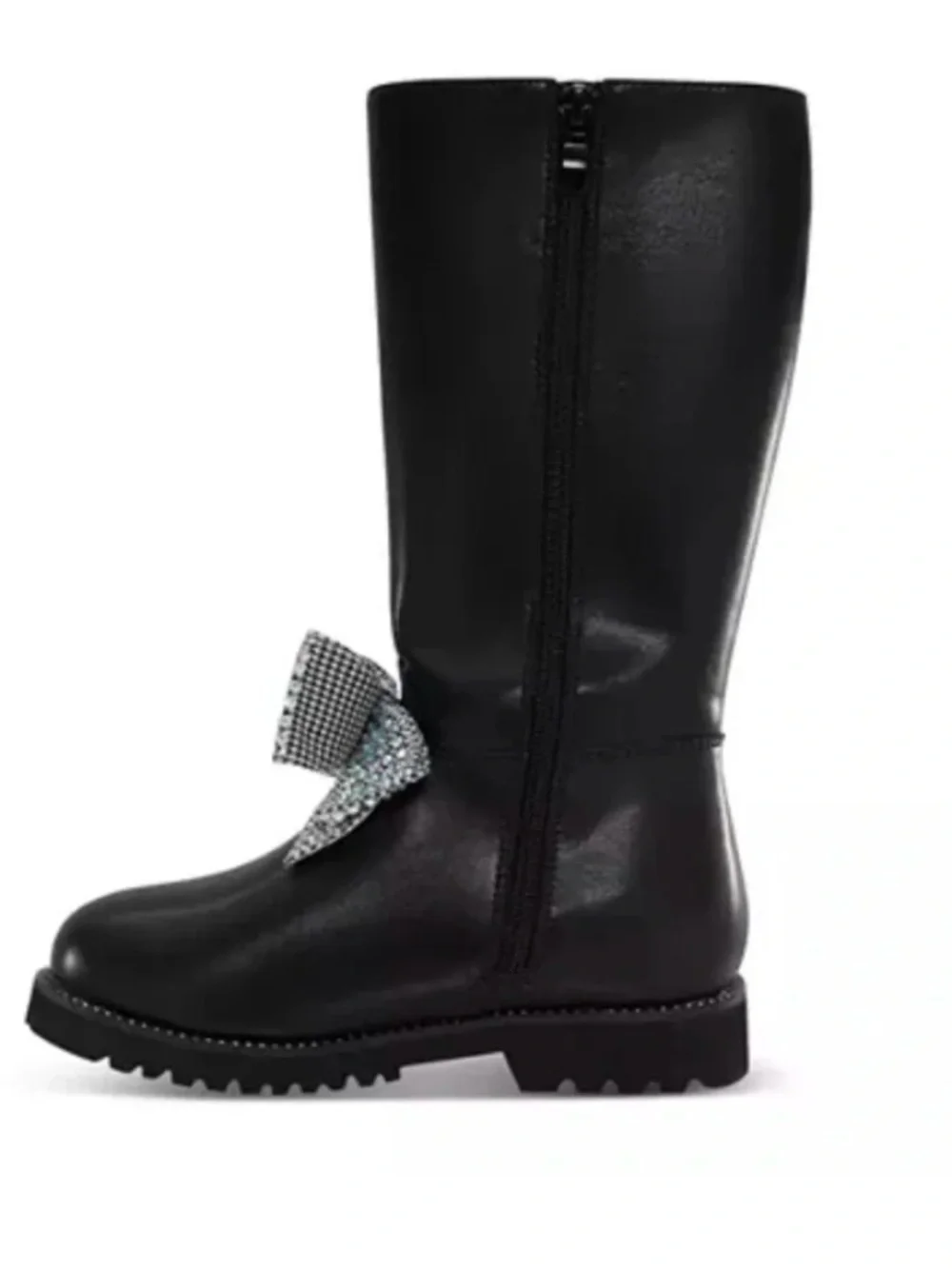 NWT Kurt Geiger London Black Kids Knee-High Boot with Crystal Bow